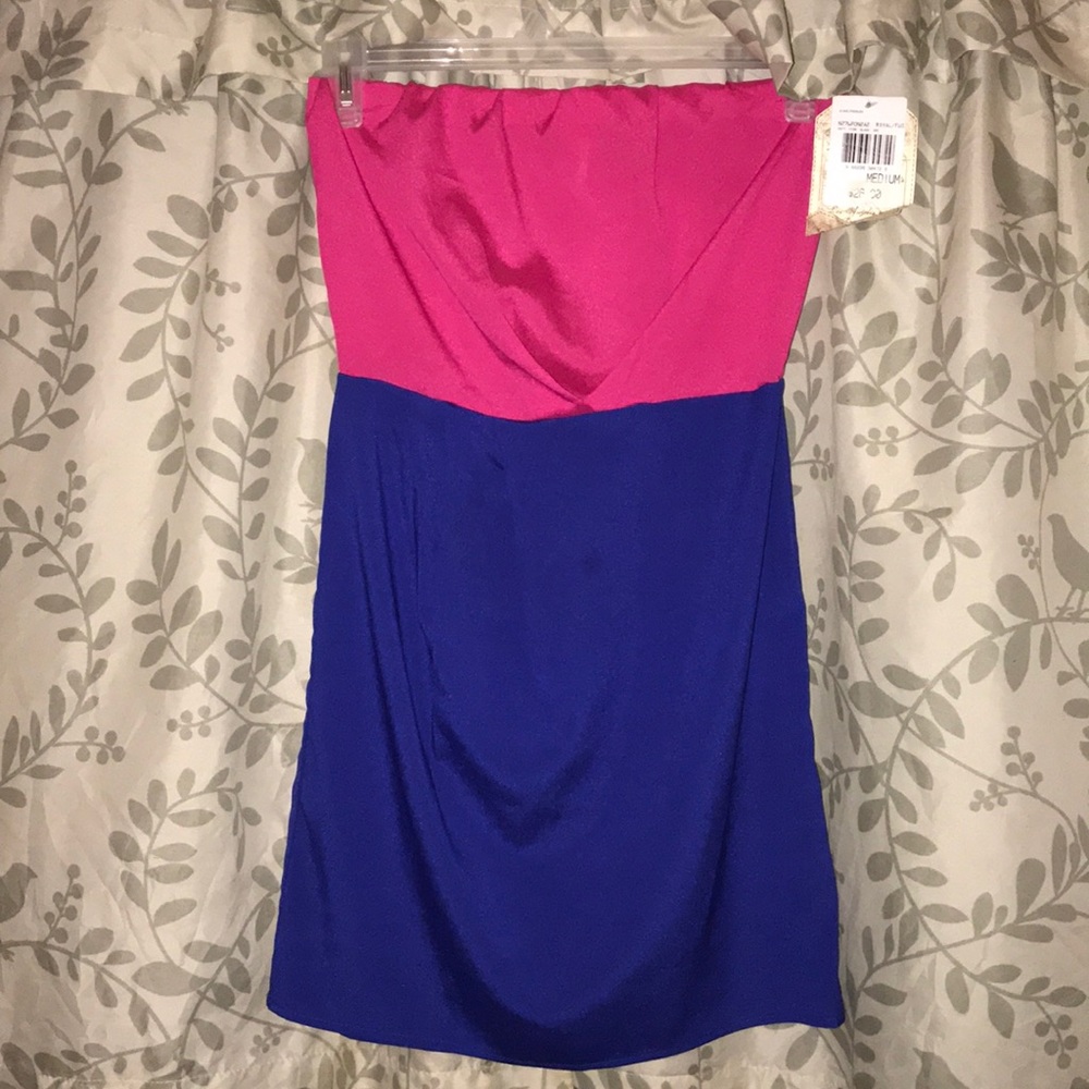 Cute two tone strapless mini dress